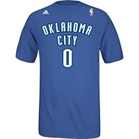 adidas Oklahoma City Thunder #0 Russell Westbrook Royal Blue Net Player T-shirt