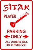 SITAR PLAYER PARKING sign * music india inst