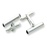 Sterling Silver Black Enameled Bar Cuff Links
