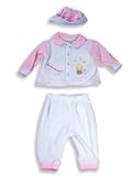 Beyond Basics Kids - Newborn Baby Girls Long Sleeved Velour Pant Set with Matching Cap, Lt. Blue, Pink