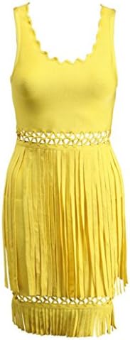 ShijiaBaby Women's Yellow Ruffle Trim Crisscross Cocktail Dress Small