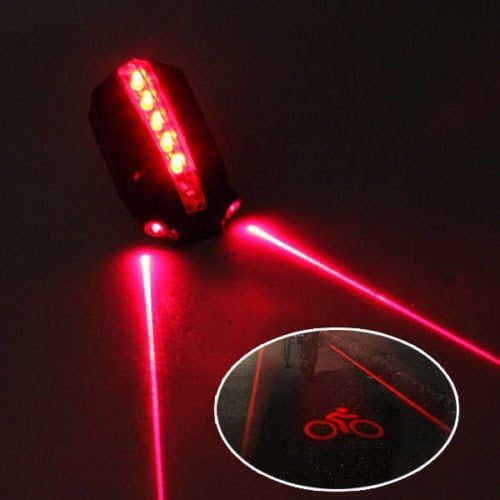 STOCK 2 Laser+5 LED Rear Bike Bicycle Tail Light Beam Safety Warning Red Lamp