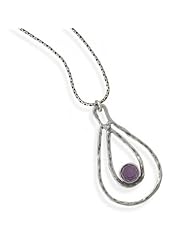 MMA Silver - 18 inch Necklace and Double Pear Shape Pendant with Amethyst