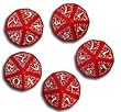 Q-Workshop: 5 Dice Set - Carved Elvish / Elven d10 Dice / Die (Red & White)