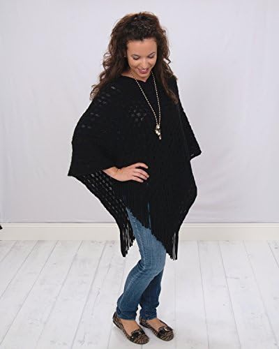 Summer V-Neck Knit Pullover Fringed Poncho . Adorable and Affordable!