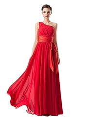 A-line Chiffon Natural   Waistline One Shoulder Ruched Lace Floor Length Bridesmaid Dress  With a Sash 