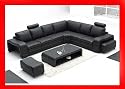 3330 Black Sectional Sofa Set with 2 Footrests and Coffee Table