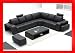 3330 Black Sectional Sofa Set with 2 Footrests and Coffee Table