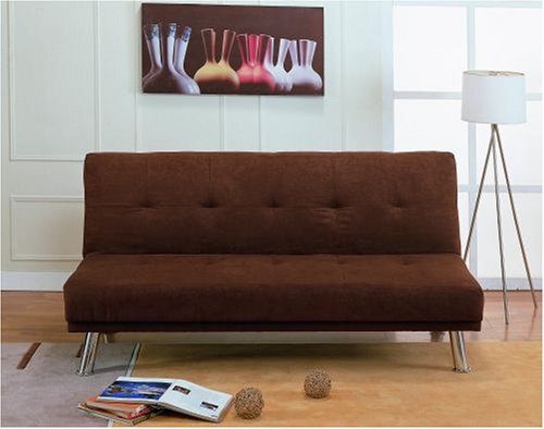 ONE NEW CONTEMPORARY MICROFIBER SOFA BED, #7210, BROWN