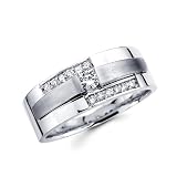 14K White Gold Round with Round Accented Diamonds Women's Couple Wedding Ring Band (0.25 ctw., GH Color, SI Clarity)