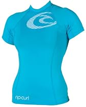 Rip Curl Womens Classic Cindy Warhol Short Sleeve Rash Guard (Aqua, 10)