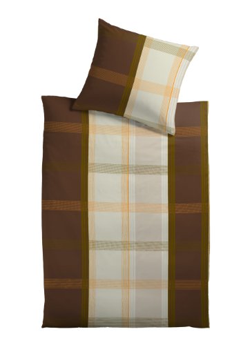 Kinzler B-02826/02 Bettw&auml;sche Design 8 / Mikrofaser / 65 x 100 + 160 x 210 cm / Schweiz / beige-braun