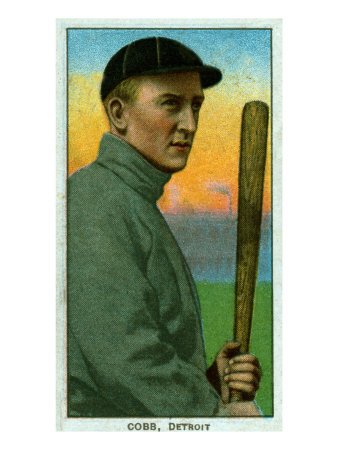 Detroit, MI, Detroit Tigers, Ty Cobb, Baseball Card Premium Poster Print, 24x32