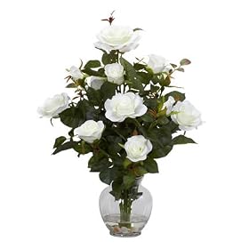 Rose Bush w/Vase Silk Flower Arrangement