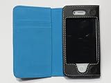 「レザー カバー iphone4/4s カードポケット付 5色 ブルー」の画像