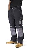 Lee Cooper Schwarz Cargo Arbeitshose SchwarzGrau 208 mit Kniepolstertaschen 