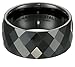 Black Ceramic Ring by CERAMIC GESTALT® - 10mm. Faceted Design.