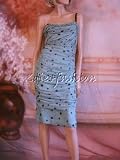 $5750 New DOLCE & GABBANA Teal Dot Silk Chiffon Dress 42 8
