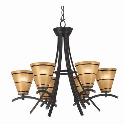 Kenroy Home 90086ORB Wright 6-Light Oil-Rubbed Bronze Chandelier with Scavo-Glass Shades