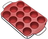 Roshco Silicone Twelve cup Muffin Pan With Sled Red