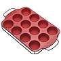 Roshco Silicone Twelve-Cup Muffin Pan with Sled, Red
