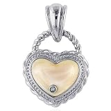 Sterling Silver Pink Mother of Pearl & Diamond Heart Pendant