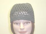 Cp107dg, Hand Crocheted Dark Gray Gimp Skull Cap for Men, Women and Teens.