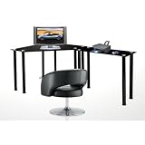 RTA Home and OfficeTempered Glass L-Shape Corner Laptop Desk