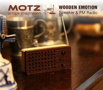Motz Tiny Wooden Emotion Speaker (Bulid-in FM Radio) for iPod and MP3 Player (100% Made in Handicraft)