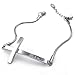 KONOV Womens Cubic Zirconia Stainless Steel Bracelet, Sideways Cross Charm, Silver