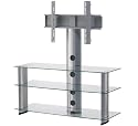 Sonorous PL2130 Piano Clear Glass and Silver Aluminium Stand for TV  Sizes upto 42inch