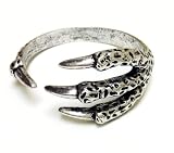 Vintage Bird Claw Bangle Bracelet Gothic Punk Wicca (Old Silver)