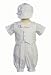 White Poly Cotton Christening Baptism Romper Set with Vest and Hat