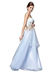 Strapless Cocktail Floor Length Chiffon Applique Lace  Sequined Evening Dress/Prom Dress/Wedding Party Dress  With Ruffles