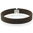 Stainless Steel 11mm Brown Mesh Cuff Bracelet