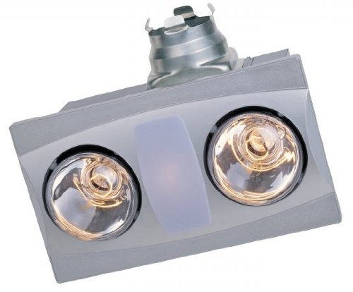 Aero Pure Bathroom Fans A515A S Aero Pure Fan- A515A Silver-2 Bulb Quiet Bathroom Heater Fan with Light