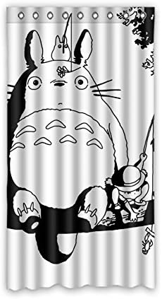 DONGMEN My Neighbor Totoro and Two Girls Sitting on a Tree Black and White Ployester Window Curtain 50"x96" One Piece Perfect for Living Room Bedroom Bathroom Kitchen and Kids' Room