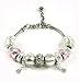 Athena Jewelry Murano Glass Bead SilverTone Pink Charm Bracelet