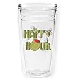 Happy Hour 12 oz Slimline Insulated Beverage Tumbler, Clear
