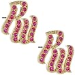 Rocawear Pink Austrian Crystal Rw Flame Logo Gold Stud Earrings