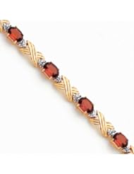 14k Gold Garnet & Diamond Bracelet