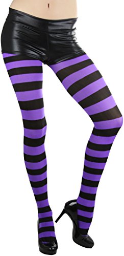 ToBeInStyleWomen’s Wide Horizontal Contrast Stripe Tights Opaque Hosiery