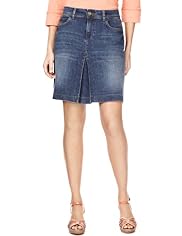 Indigo Collection Washed Look Denim Skirt