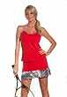 The Red Carpet: French Open Tennis Tank: Firery Red with animal print binding.