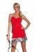 The Red Carpet: French Open Tennis Tank: Firery Red with animal print binding.