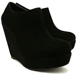 Keilabsatz Plattform Stiefelette Schuhe "Carissa" Schwarz Gr 37