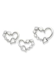 Sterling Silver CZ Heart Earrings & Pendant Set