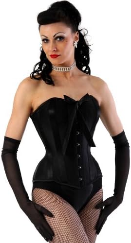 What Katie Did Black Raw Silk Storm Overbust Corset 28 inch waist