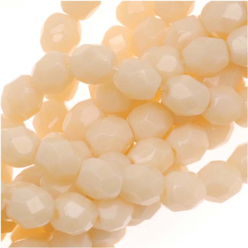 Czech Fire Polish Glass Beads 4mm Round Opaque Light Beige (50)