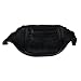 Small Black Leather Fanny Pack Waist Bag for Travel or Hiking - Main Compartment Approximately 6.5